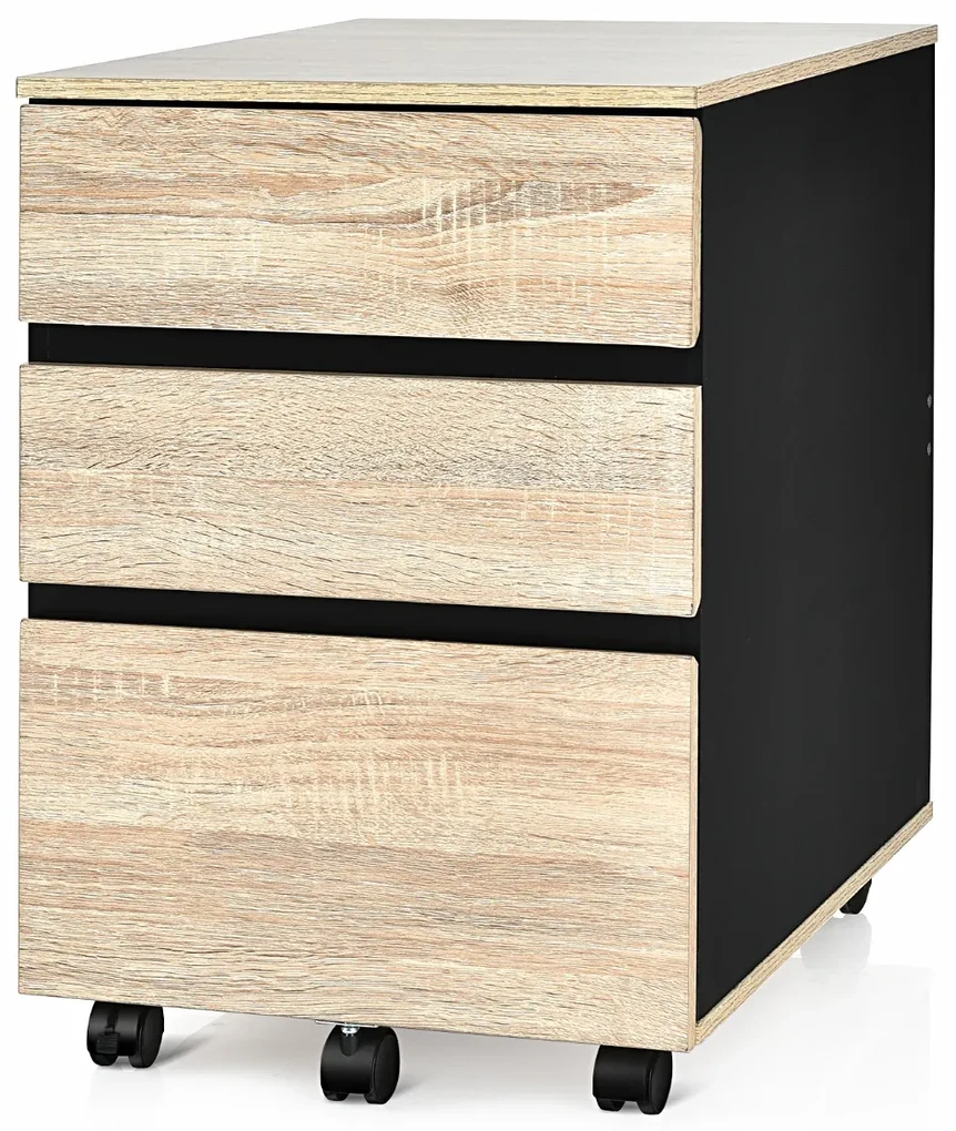 Classificatore Mobile Con 3 Cassetti HollyHOME | Cartella Scorrevole Sotto Scrivania Con Ruote, Giallo - Foto 11