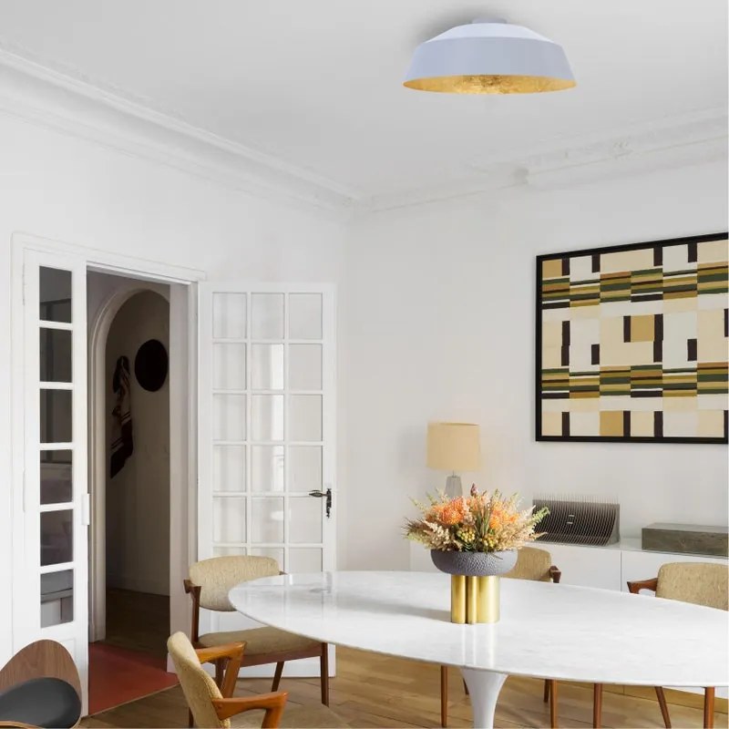 Plafoniera glamour Tokyo bianco, foglia oro ø 35 cm IP20, E27 LUMICOM