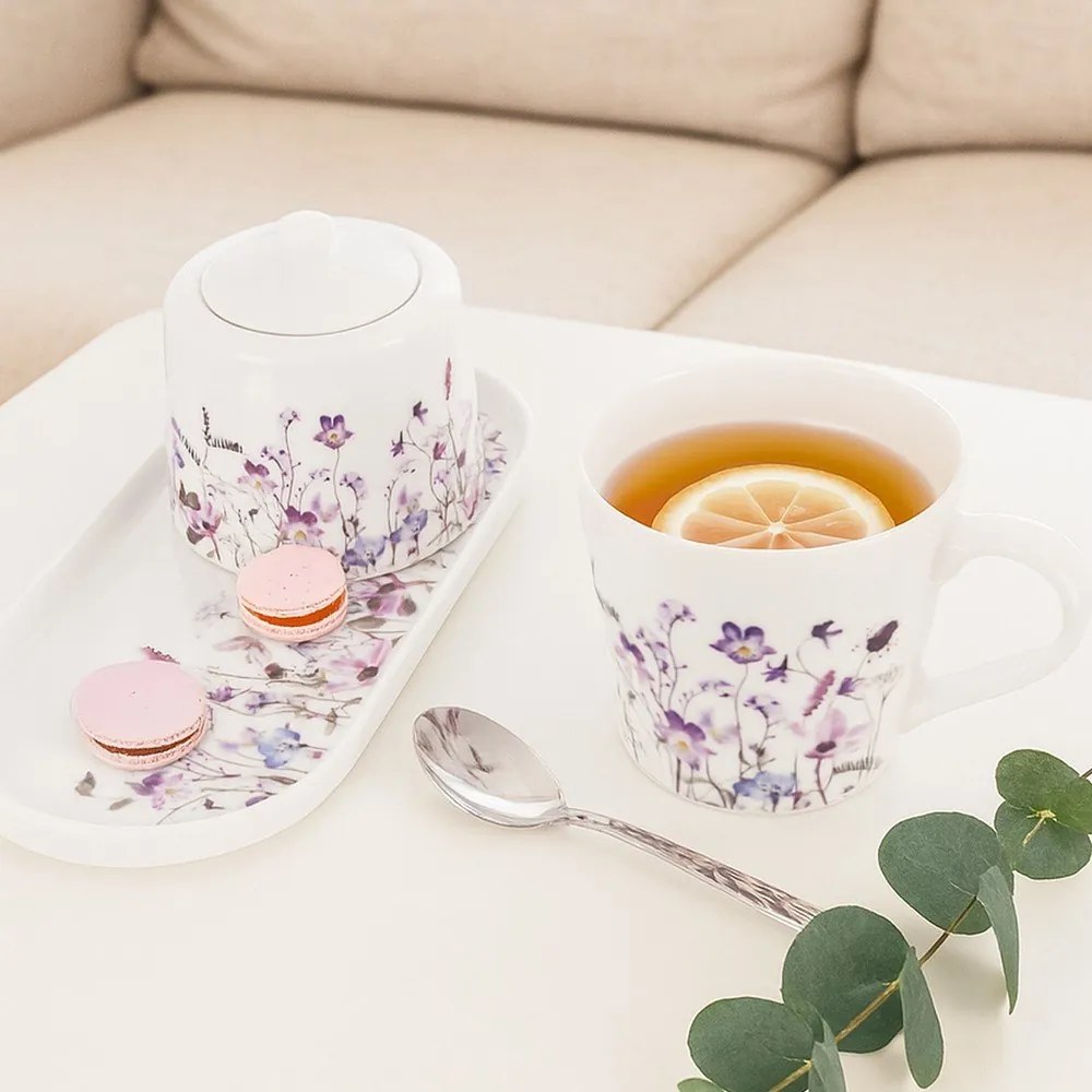 Tazza bianca/viola in porcellana 430 ml Louka – Orion