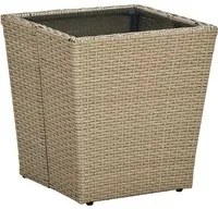 Tavolino Beige 41,5x41,5x44 cm in Polyrattan e Vetro Temperato 310557