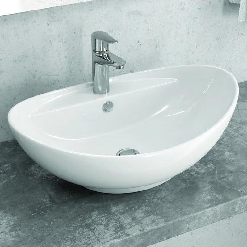 Kamalu - lavabo da appoggio ovale a bacinella 59cm litos-359