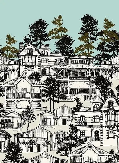 Isidore Leroy Carta da parati panoramica Première Ligne - Bleu