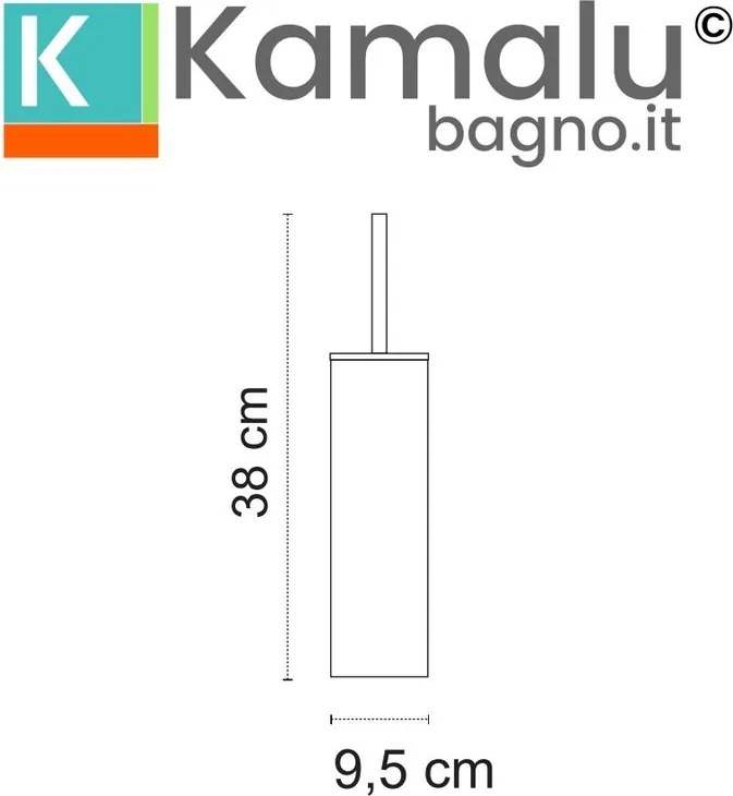 Kamalu - Portascopino WC in acciaio inox finitura bianca opaca e coperchio in legno | KAM760BB
