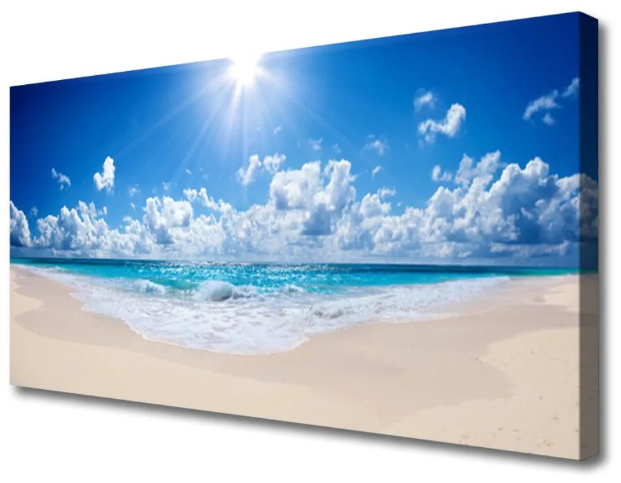 Quadro su tela Paesaggio del sole del mare della spiaggia 100x50 cm