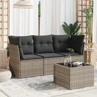 Set Divani da Giardino 4 pz con Cuscini in Polyrattan Grigio 3249059