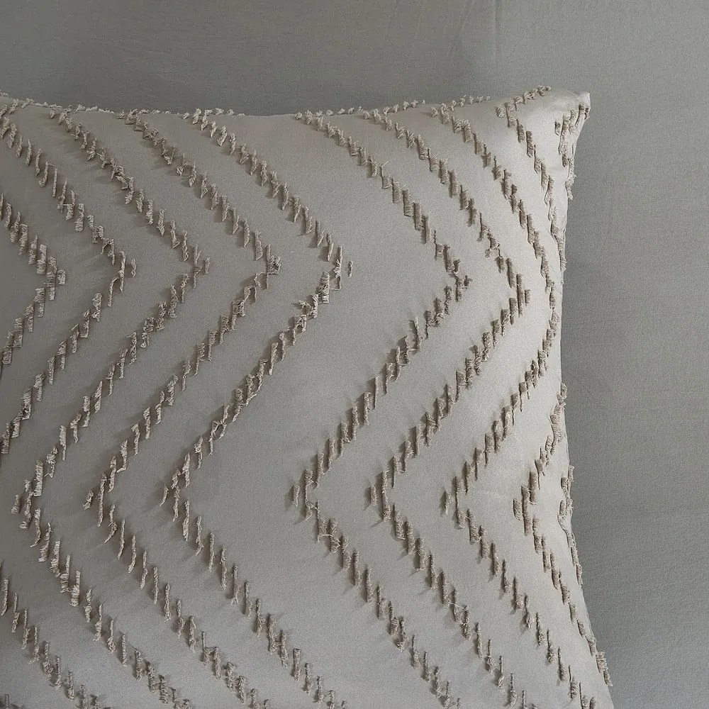 Set lenzuola letto una piazza e mezza in microfibra grigio-marrone 140x220 cm Pure Zigzag - Good Morning