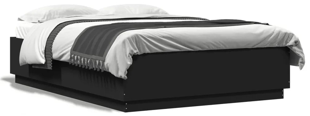 Giroletto Con Luci Led Nero 160x200 Cm İn Legno Multistrato /