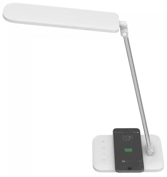 Lampada Led Da Tavola 16W Con Caricatore Wireless QI Per Smartphone Dimmerabile CCT Cambia Colore 3 In 1 Corpo Bianco SKU-8519