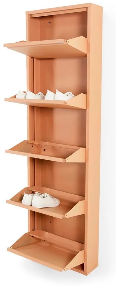 Scarpiera color salmone in metallo con ante ribaltabili 50x169x15 cm Billy – Spinder Design