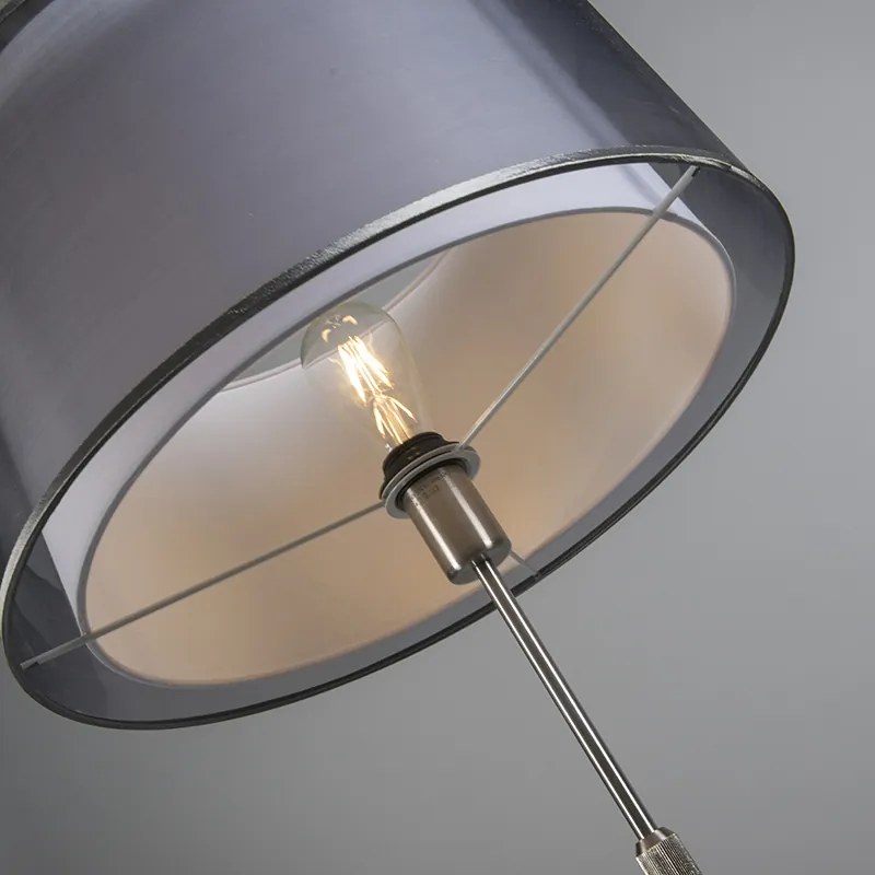 Lampada da terra in acciaio con paralume nero e bianco 47 cm regolabile - Parte
