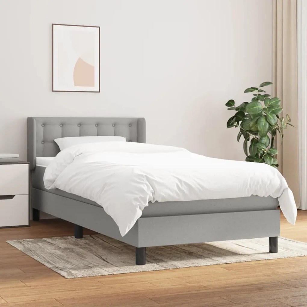 Giroletto A Molle Con Materasso Grigio Chiaro 90x190 Cm Tessuto /