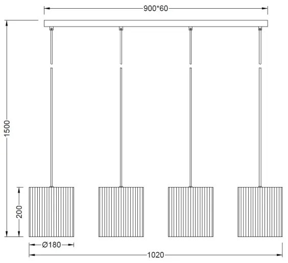 Brilagi - Lampada a sospensione su cavo NORDIC WAVE 4xE27/15W/230V lino/nero