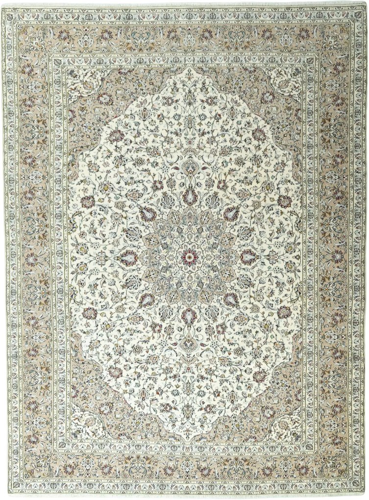 Kashan Tappeto 300x400 Beige (Iran) Annodato A Mano
