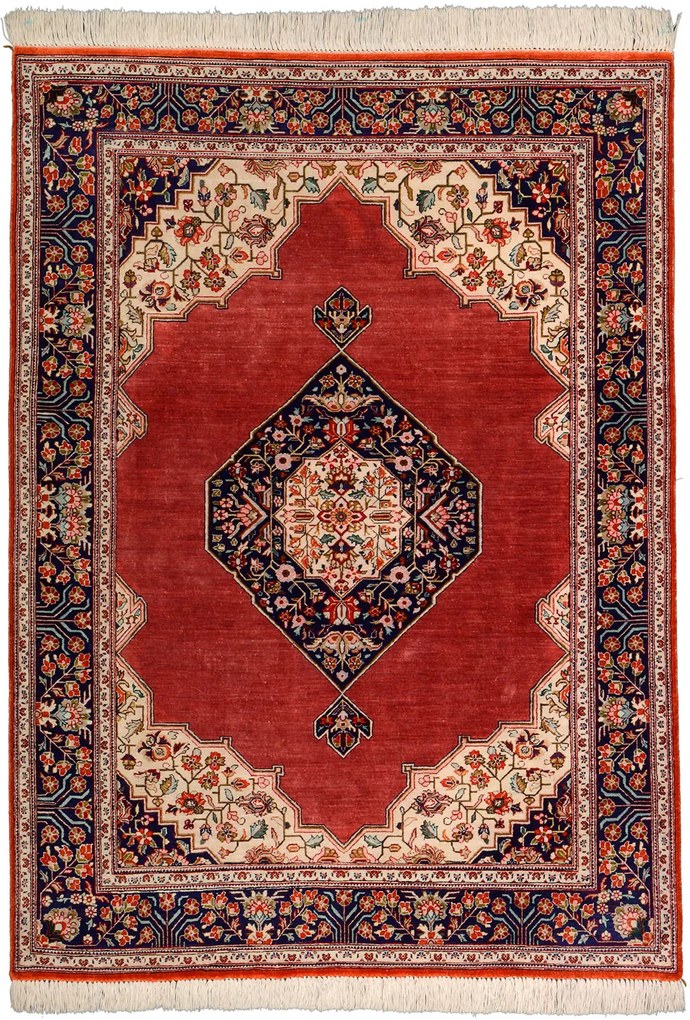 Ghom Tappeto 100 x 140 Rosa (Iran) Annodato A Mano