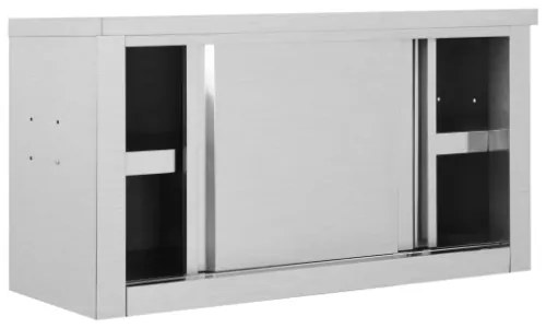 Armadio da Cucina con Ante Scorrevoli 90x40x50cm Acciaio Inox