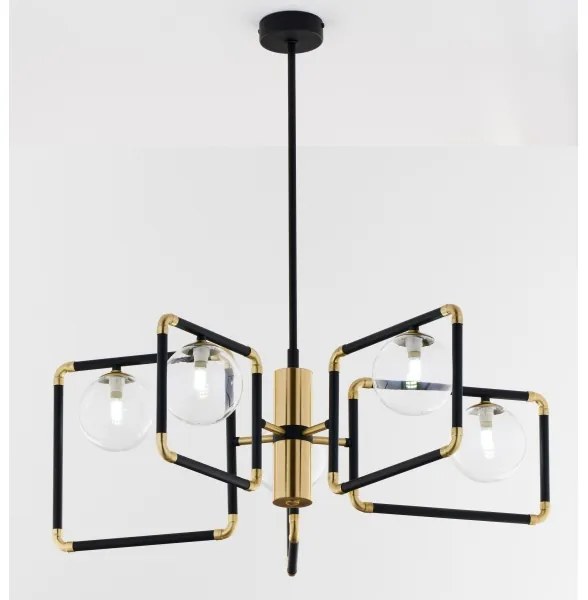 Jupiter 1985 - Lampadario a sospensione con supporto rigido IBRA 5xG9/10W/230V nero/oro