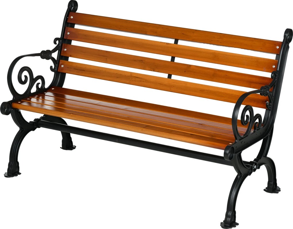 Panchina da Giardino 2 Posti con Braccioli 120x64x79 cm in Alluminio e Legno Teak...