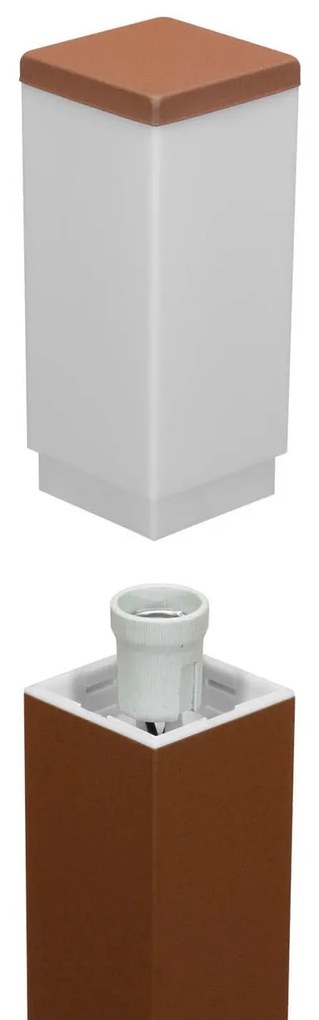 Paletto da Giardino 100cm Acciaio Inox CORTEN  IP54 Squadrato Base E27 Colore Corten
