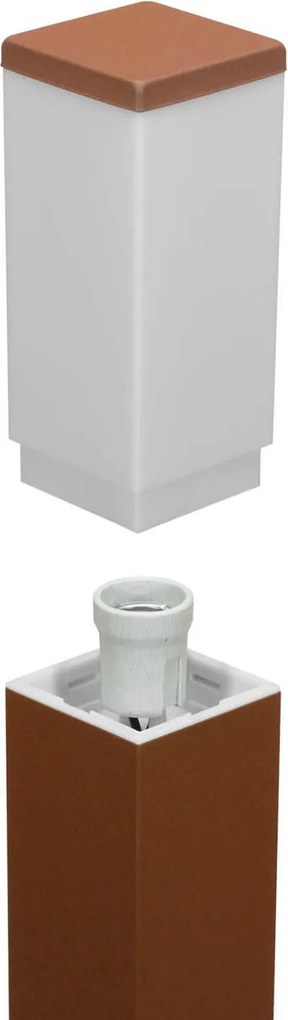 Paletto da Giardino 100cm Acciaio Inox CORTEN  IP54 Squadrato Base E27