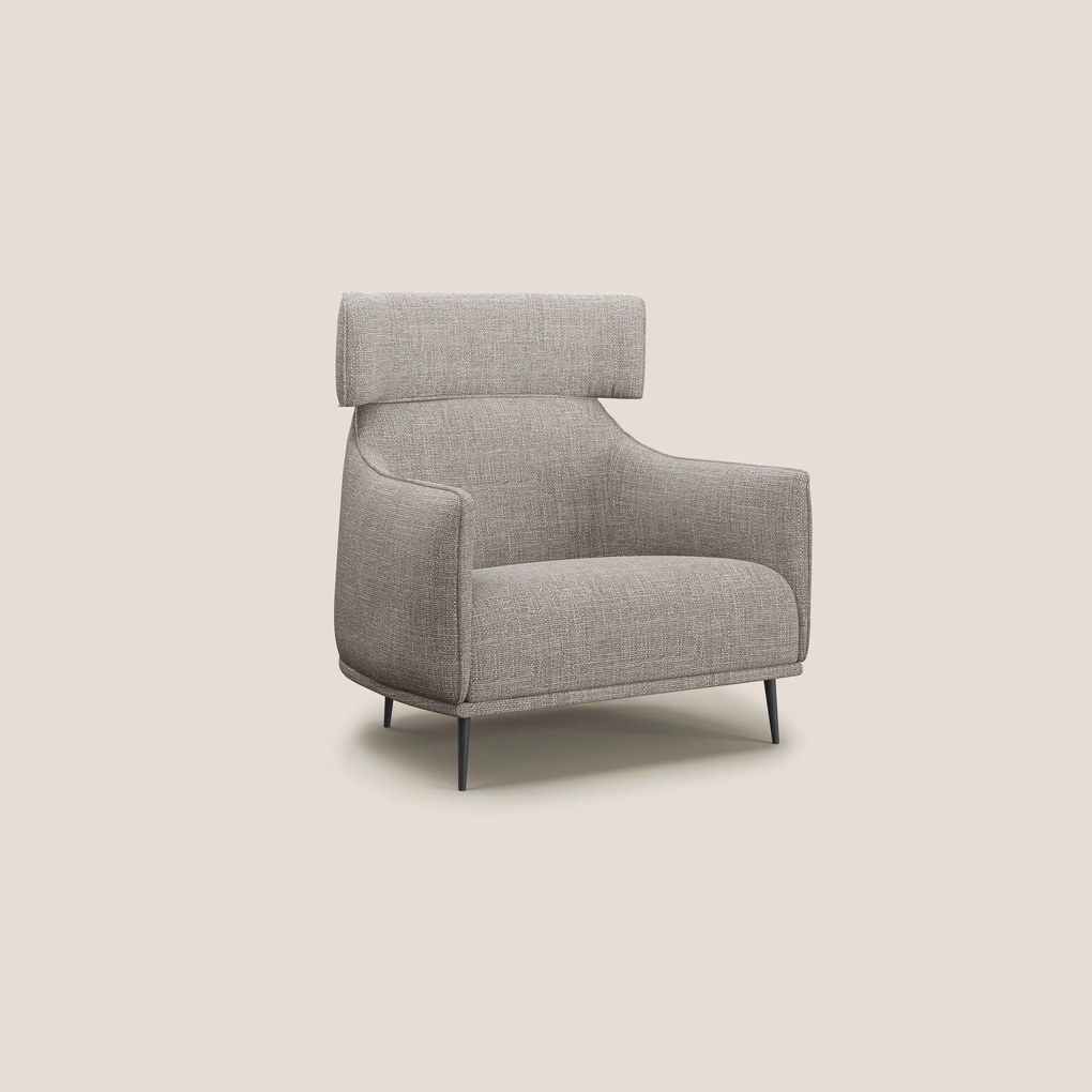 Zelda Poltroncina dal design moderno in morbido tessuto impermeabile T06 tortora
