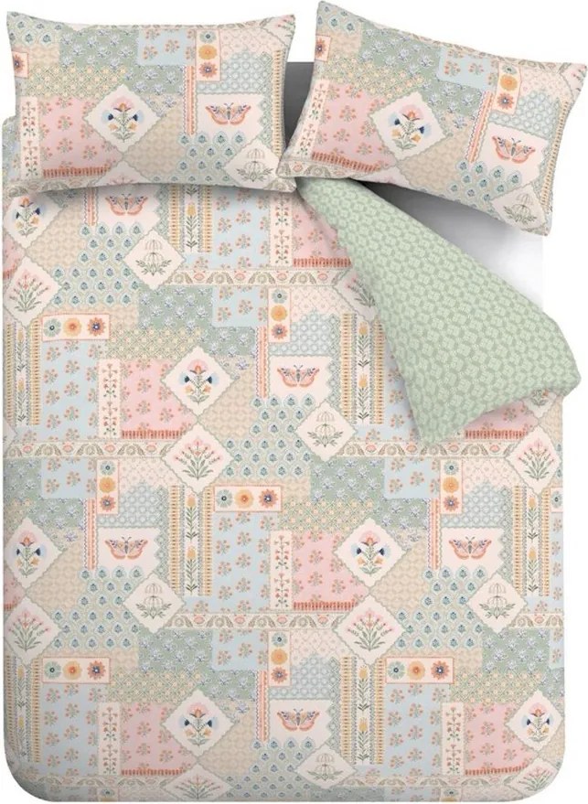 Set copripiumino e federa per letto singolo 135x200 cm Folk Patchwork – Catherine Lansfield
