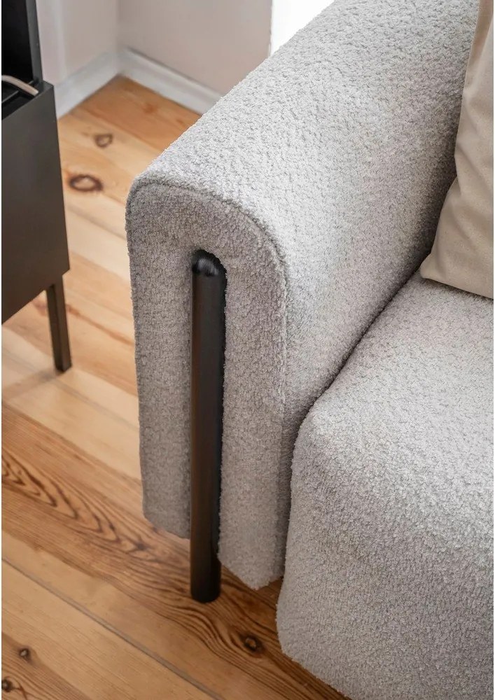 Divano grigio chiaro allungabile/con contenitore e rivestimento in bouclé 244 cm Arcadova – ELTAP