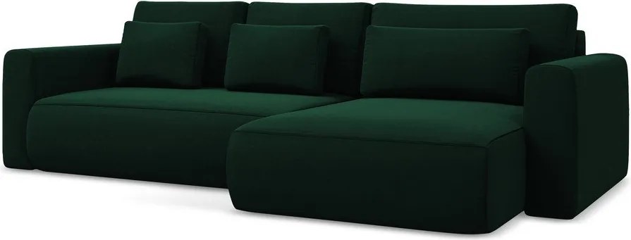 Divano angolare verde allungabile/con contenitore (con penisola a destra/con chaise lounge) con rivestimento in velluto Kapua – Makamii