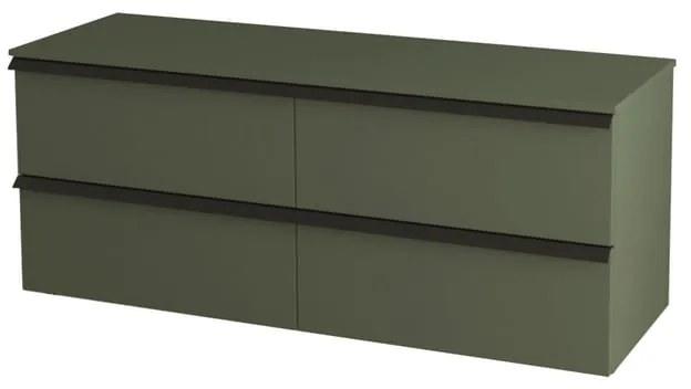 Mobile da bagno sospeso sotto lavabo Rodi L 140 x H 57 x P 46 cm verde laccato opaco, 4 cassetti BADEN HAUS