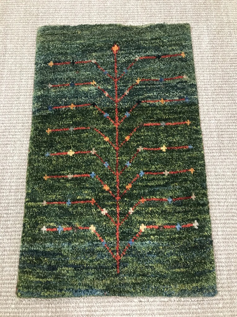 Gabbeh Tappeto 40 x 60 Verde (Iran) Annodato A Mano