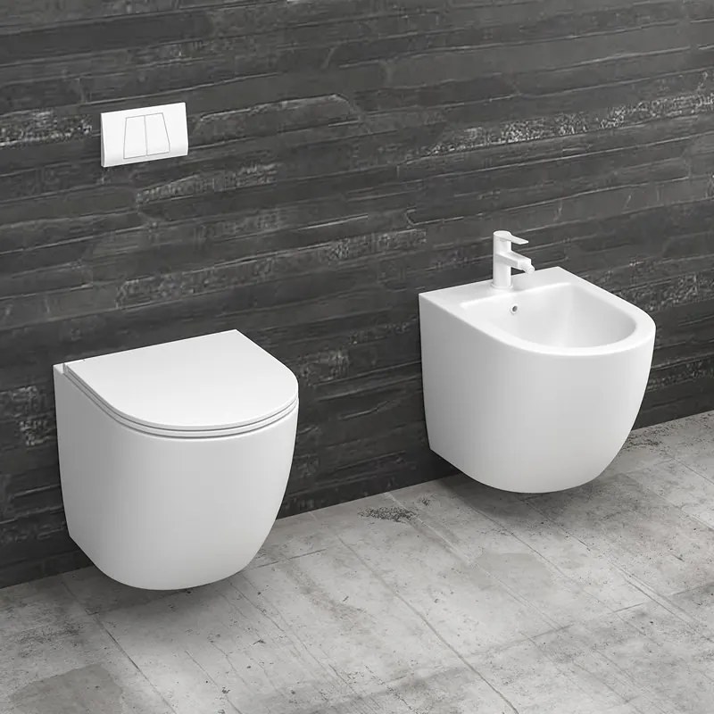 Kamalu - Sanitari sospesi senza brida colore bianco lucido | MIL-BL