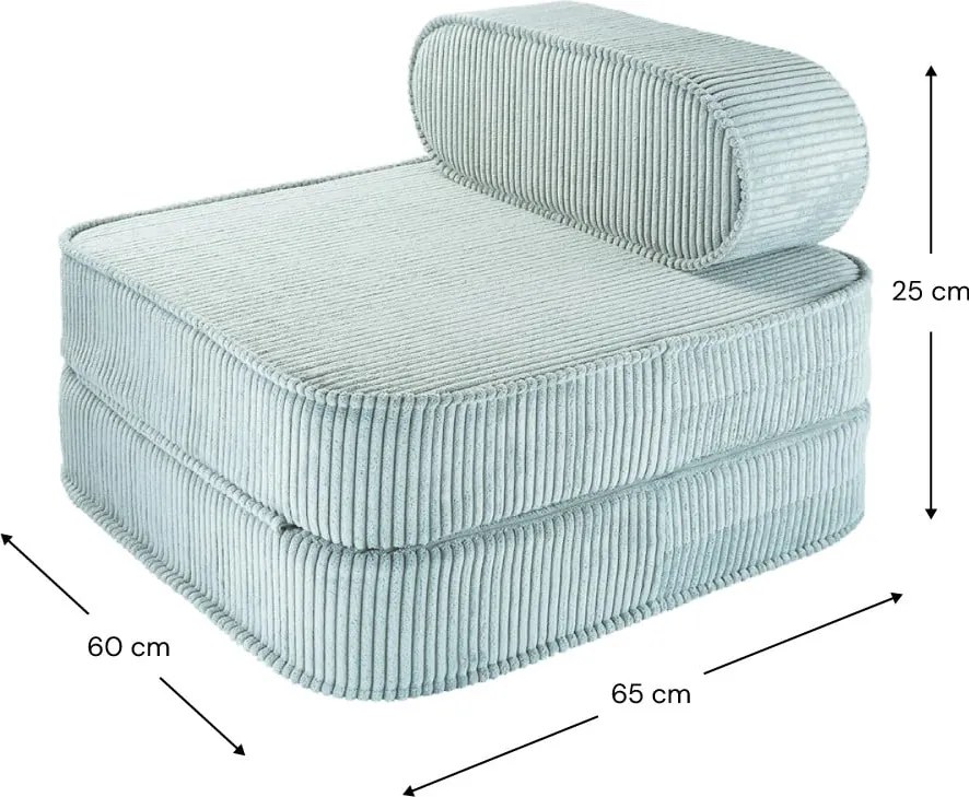 Poltrona per bambini color menta con rivestimento in velluto a coste Flip – Wigiwama