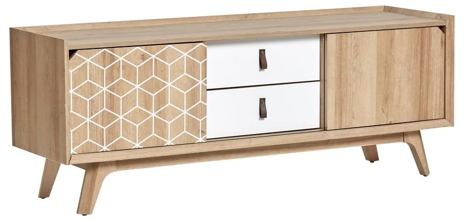 Cassettiera TV bianca e marrone Java - Marckeric