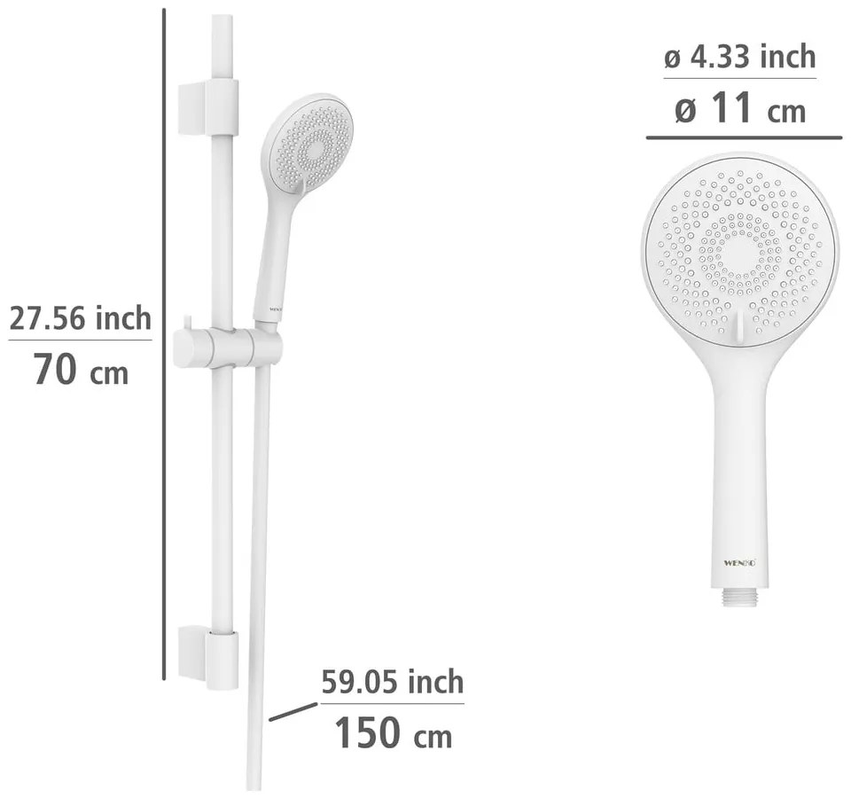 Set doccia bianco in acciaio inox 70 cm Watersaving - Wenko