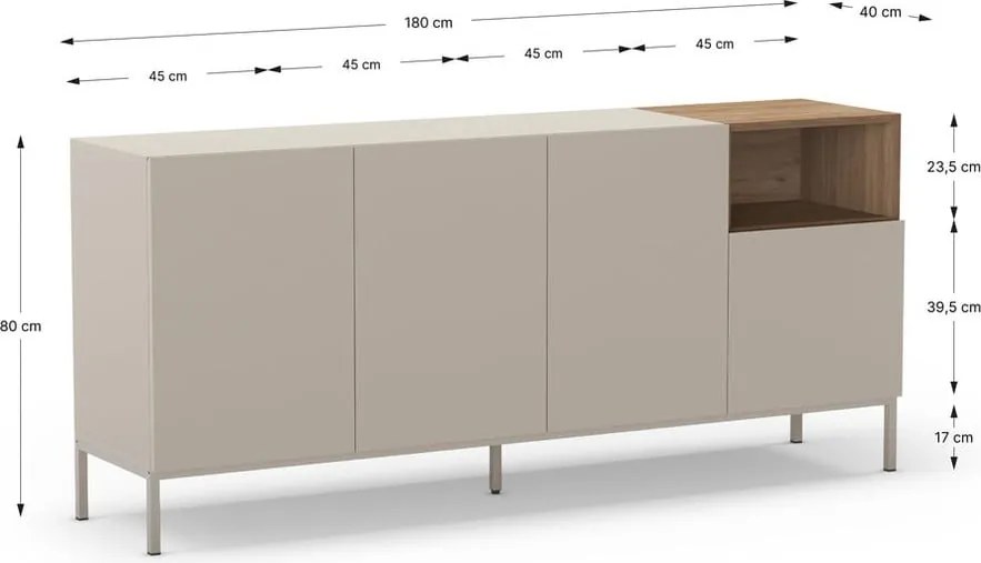 Cassettiera color legno naturale 180x80 cm Cailin - Marckeric