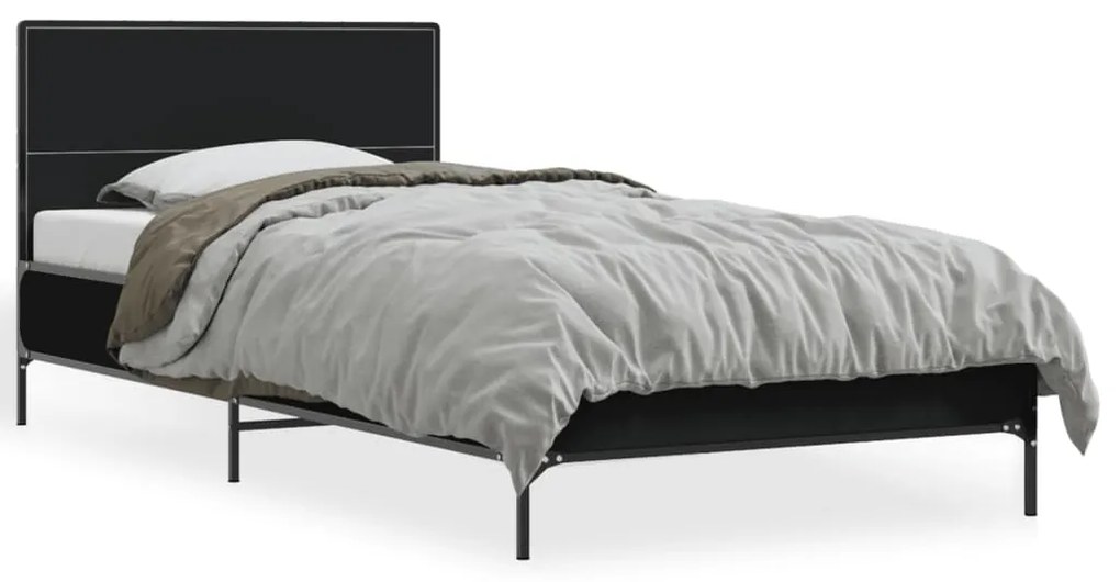 Giroletto Nero 75x190 Cm İn Legno Multistrato E Metallo /