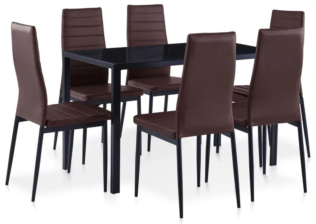 Set da pranzo 7 pz marrone