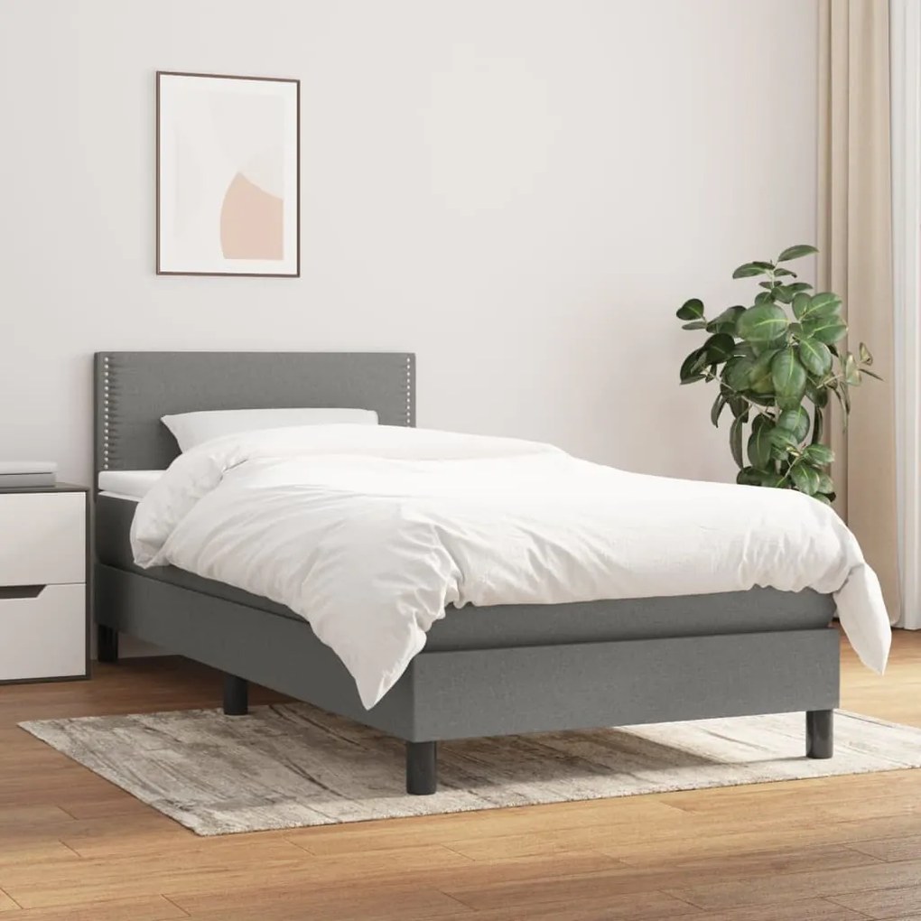 Giroletto A Molle Con Materasso Grigio Scuro 80x200 Cm Tessuto /