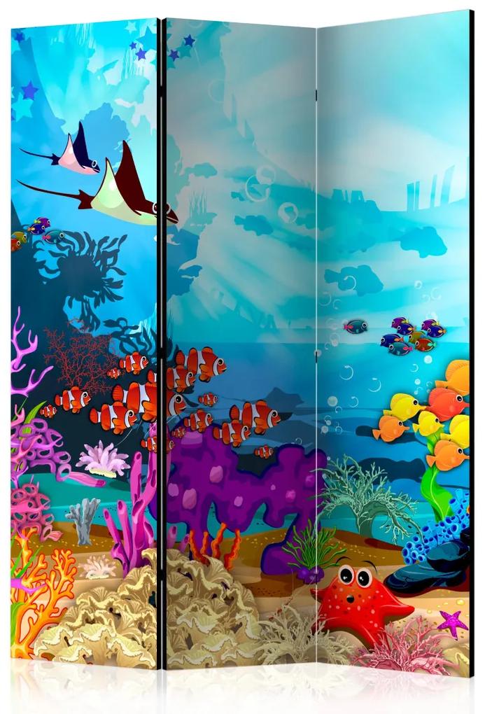 Paravento design Pesci colorati (3 parti) - composizione gioiosa per bambini