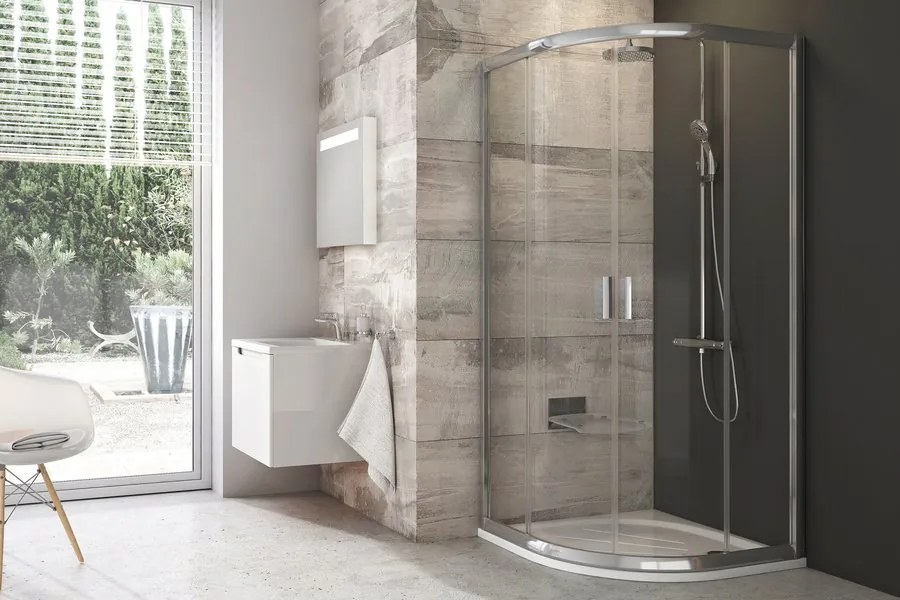 Ravak Blix box doccia 80x80 cm semicircolare bianco lucida/vetro trasparente 3B240100Z1