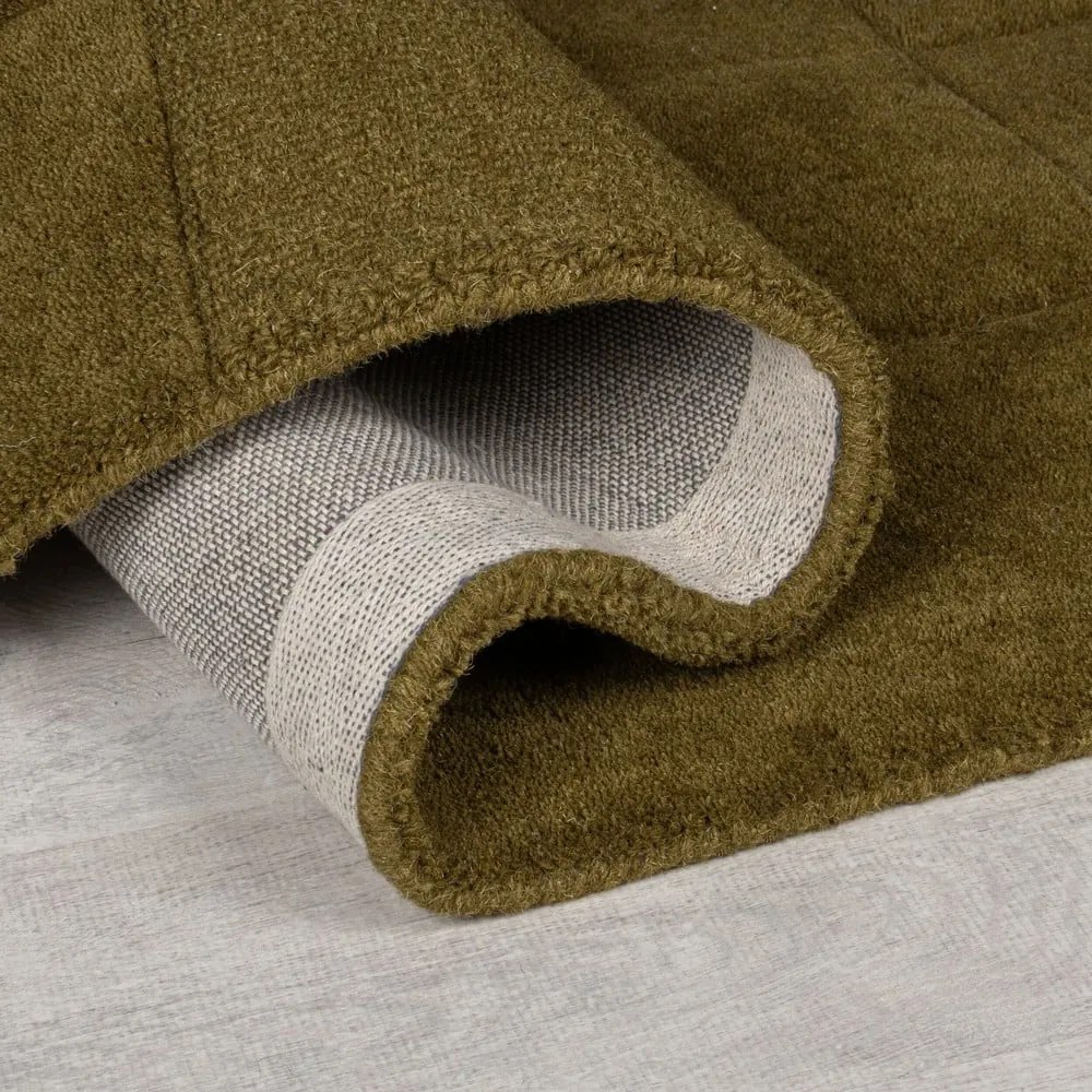 Tappeto in lana kaki tessuto a mano 160x230 cm Checkerboard - Flair Rugs