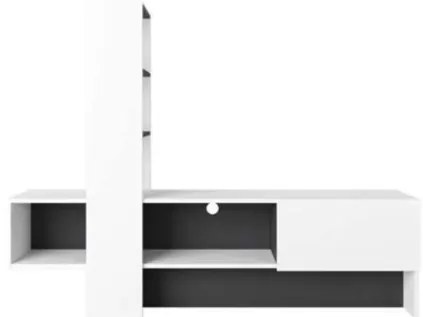 Mobile porta TV 180 cm bianco e antracite con libreria Troya