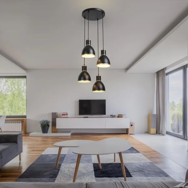 Rabalux 5604 - Lampadario a filo MACKENZIE 4xE27/60W/230V nero/oro