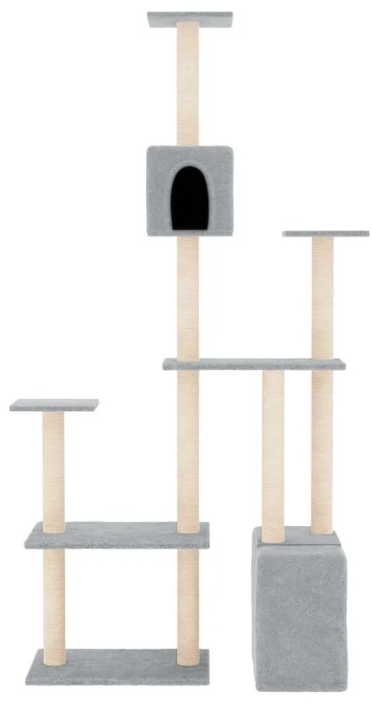 Albero per gatti con tiragraffi in sisal grigio chiaro 180 cm
