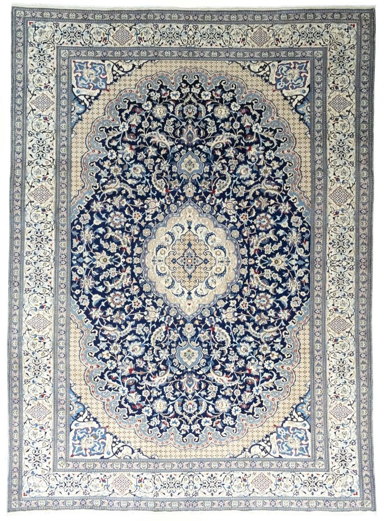 Nain Tappeto 400x290 Blu (Iran) Annodato A Mano