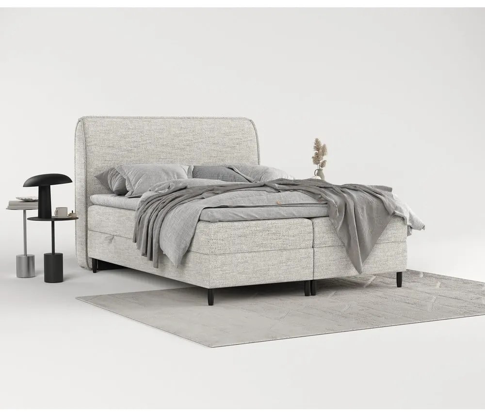Letto boxspring grigio chiaro con contenitore 140x200 cm Melba - Maison de Rêve