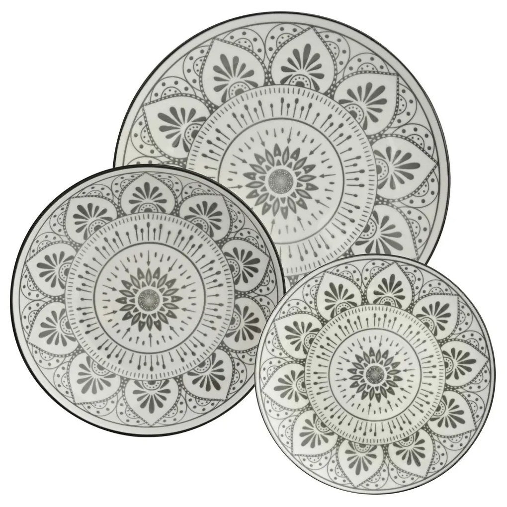 Servizio Piatti 18 Pezzi In Porcellana Decorazione Mandala Per 6 Posti Tavola