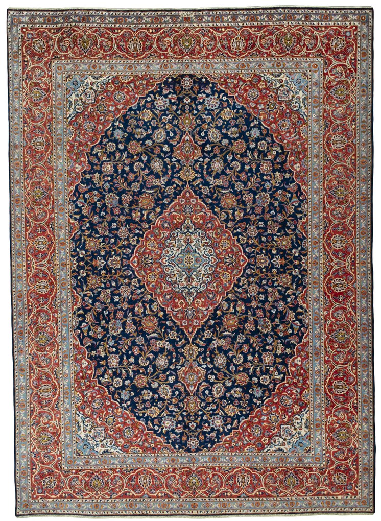 Kashan Tappeto persiano 420 x 300 Blu (Iran) Annodato A Mano