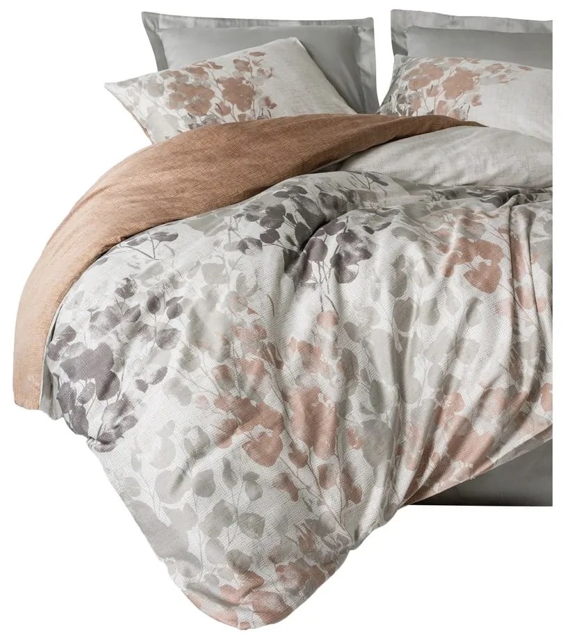 Set copripiumino e federa greige in raso di cotone per letto matrimoniale/per letto esteso 240x220 cm Blatt – Mijolnir