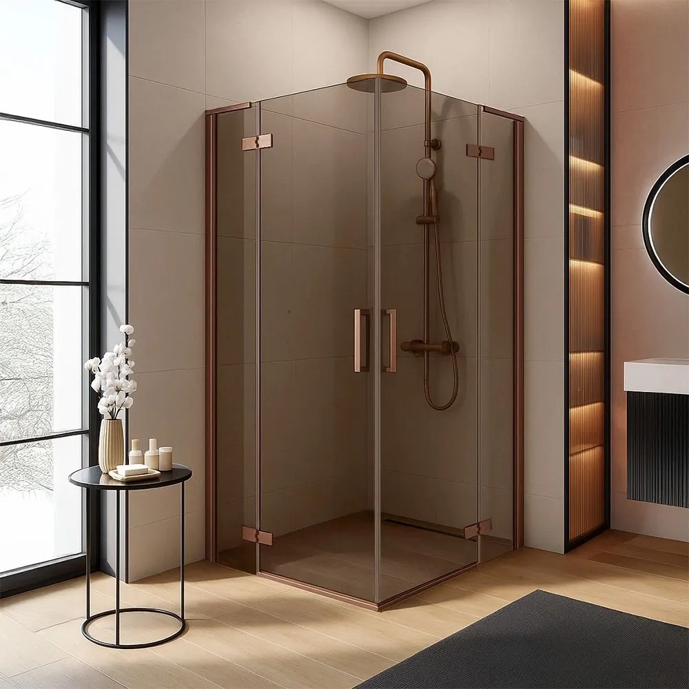 Cabina doccia REA Hugo Double 90x100 Copper Brush
