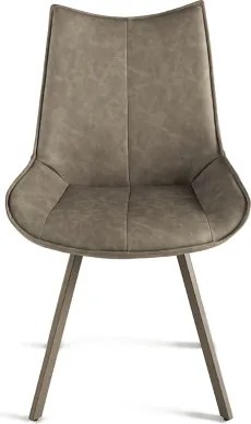 Sedia da pranzo in ecopelle con seduta e gambe Tortora CLODIA Set 2 pz